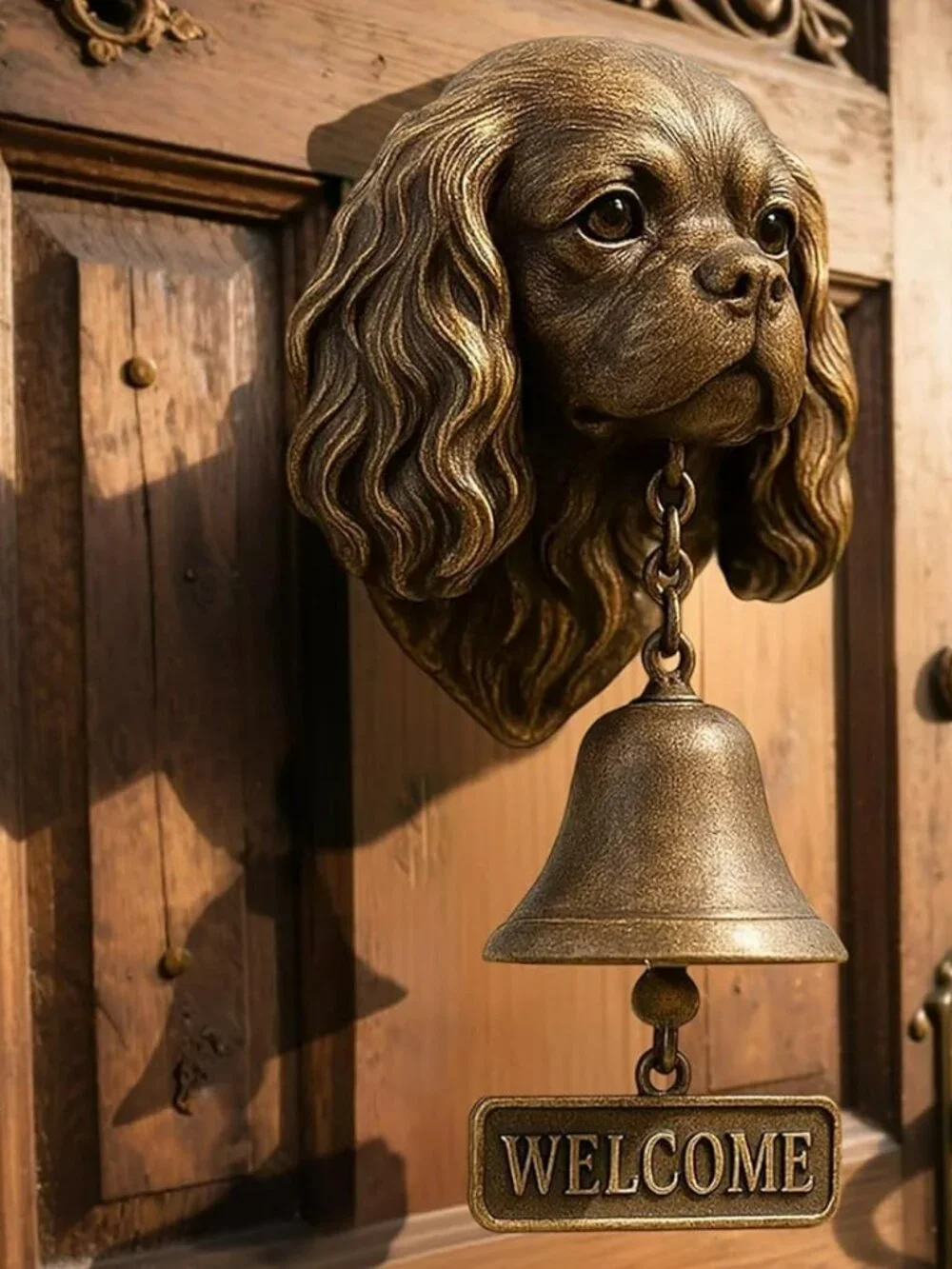 King Charles Spaniel Welcome Doorbell Wall Mount Metal Bell